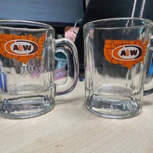 Vintage A&W Root Beer Mini Glass Mugs
